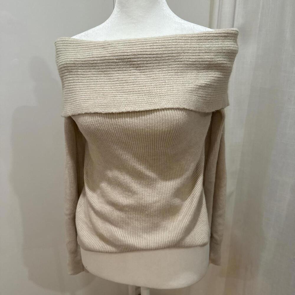 🤎 Leith Tan Off-the-Shoulder Sweater (XS)